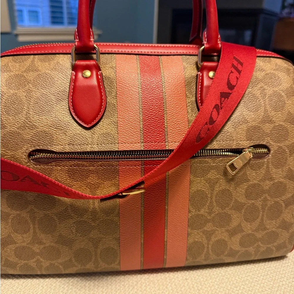 Rowan Large Satchel Bag In Signature Canvas With Stripe - Picture 6 of 7